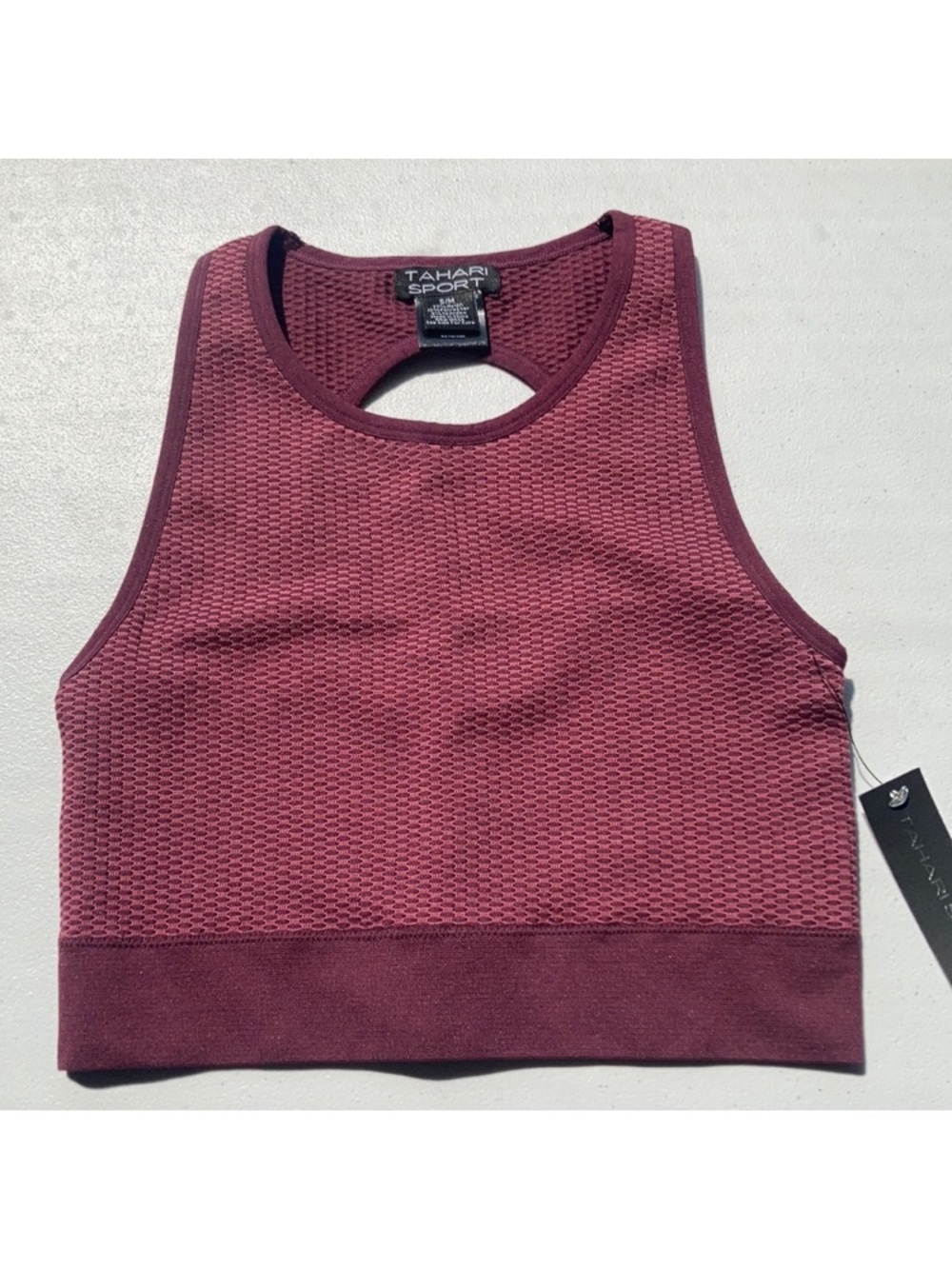 Tahari sport bubble knit keyhole sports bra top S / M